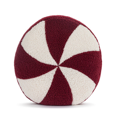 Boucle Red & White Peppermint Round Pillow
