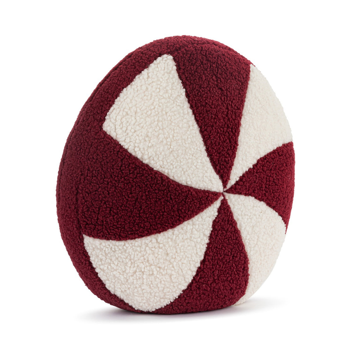 Boucle Red & White Peppermint Round Pillow
