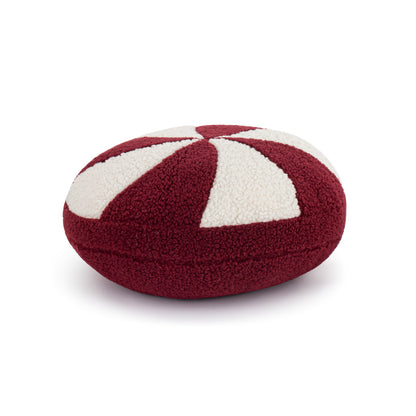 Boucle Red & White Peppermint Round Pillow