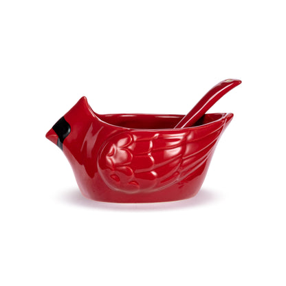Cardinal Ceramic Bowl with Spoon