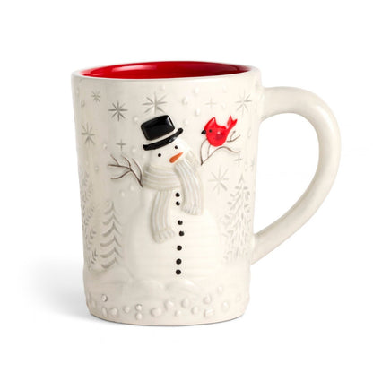 Sparkle Snowman Ceramic Mug - Cardinal