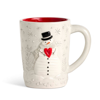 Sparkle Snowman Ceramic Mug - Heart