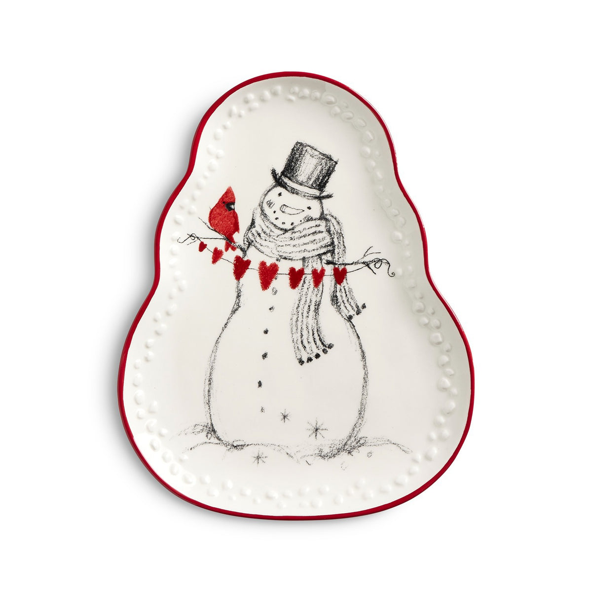 Snowman Heart String Ceramic Dish