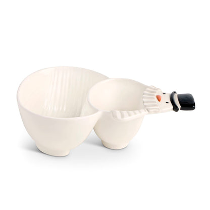 Snowman Cardinal Ceramic Divided Dish