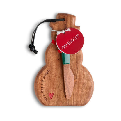 Snowman Mini Wood Serve Board - Let's Jingle & Mingle