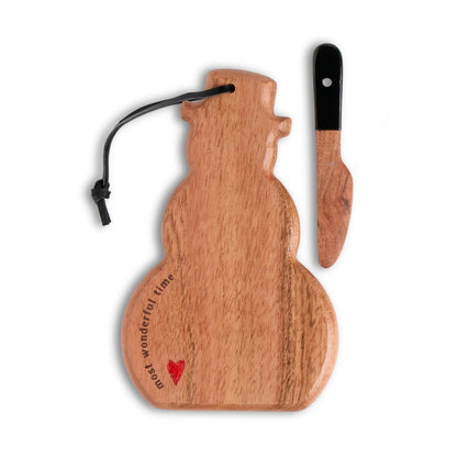 Snowman Mini Wood Serve Board - Most Wonderful Time