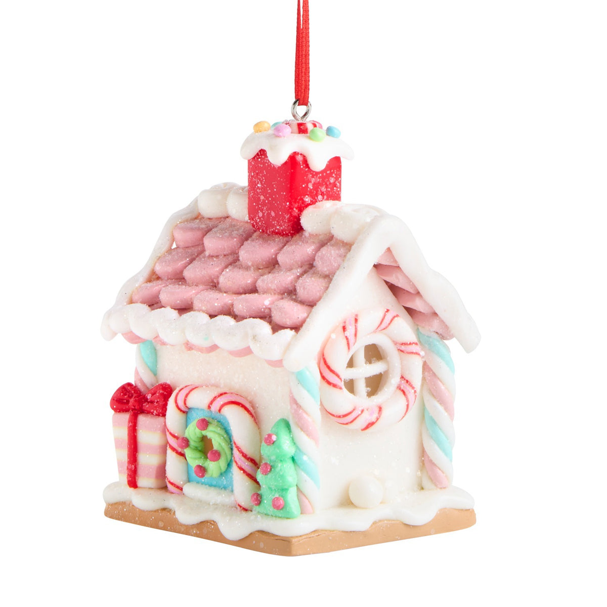 Pink Roof Gingerbread House Ornament