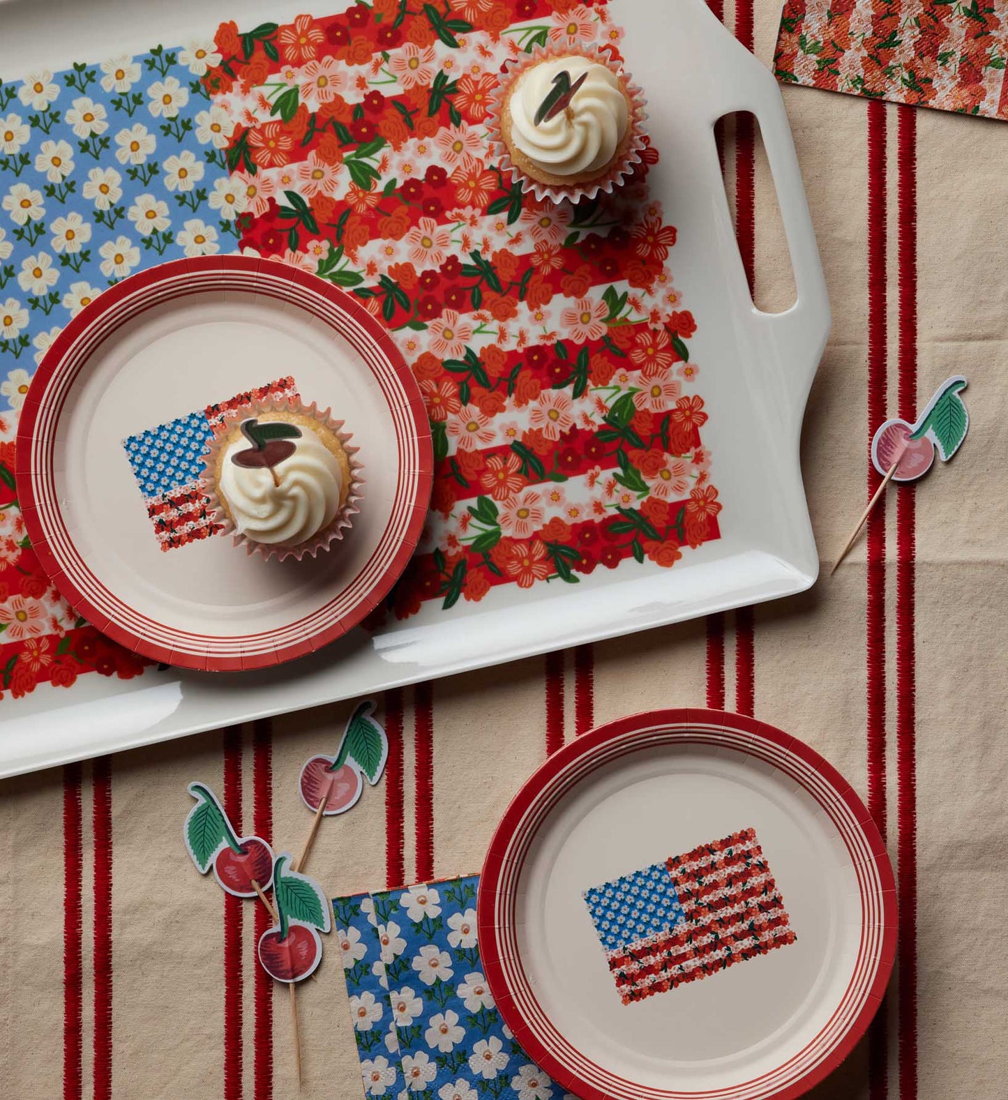 Americana Melamine Serving Platter with Handles