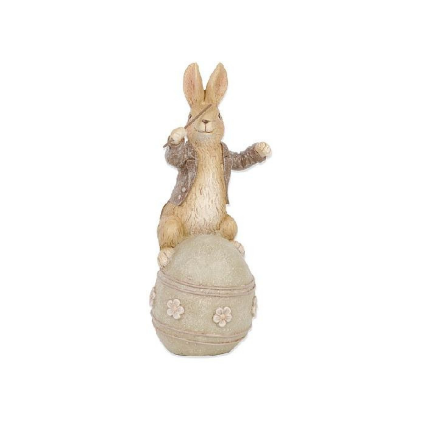 Brown Resin Musical Bunnies On Eggs