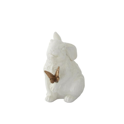 White Garden Rabbits & Gold Butterflies