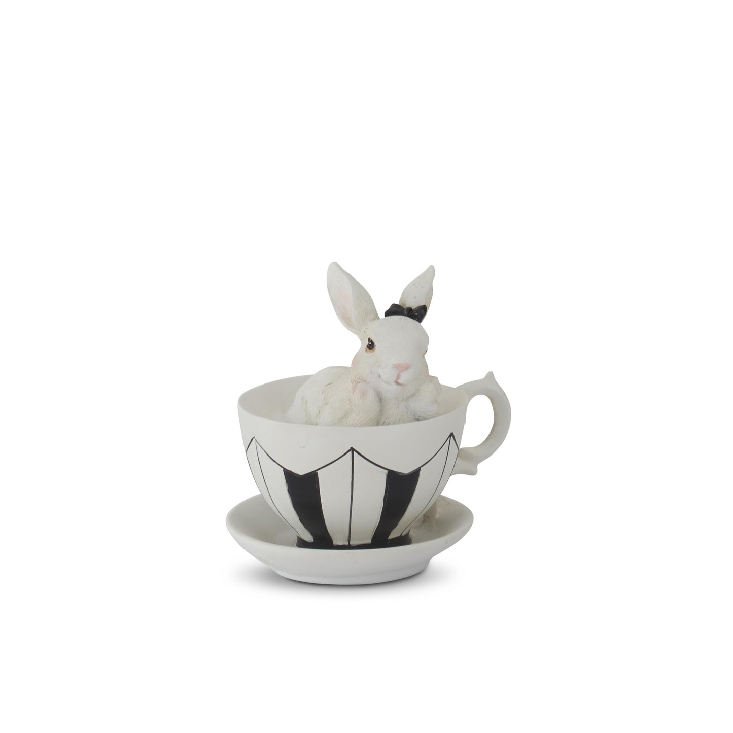 Decorative Bunnies In Black & White Teacups