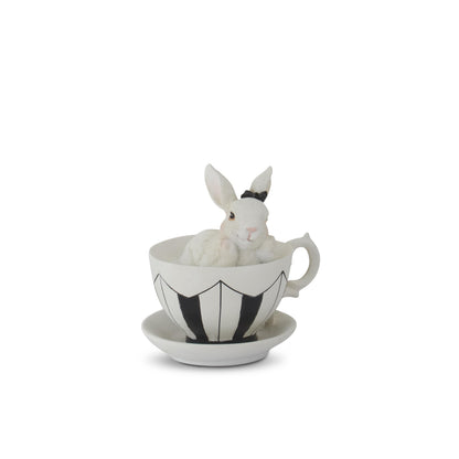 Decorative Bunnies In Black & White Teacups