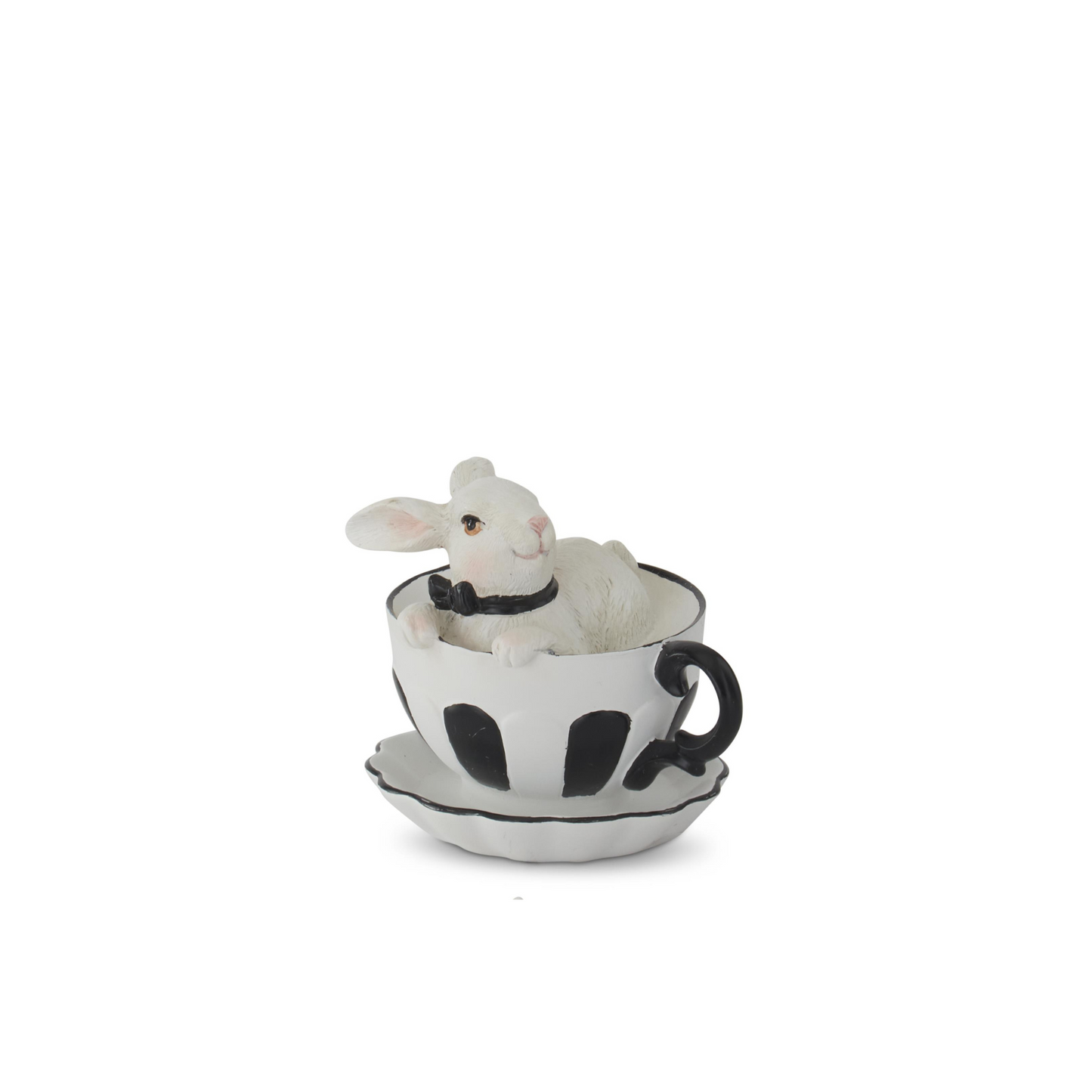 Decorative Bunnies In Black & White Teacups