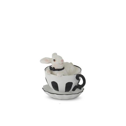 Decorative Bunnies In Black & White Teacups