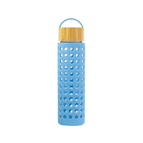 Glass Water Bottle - Caning Blue