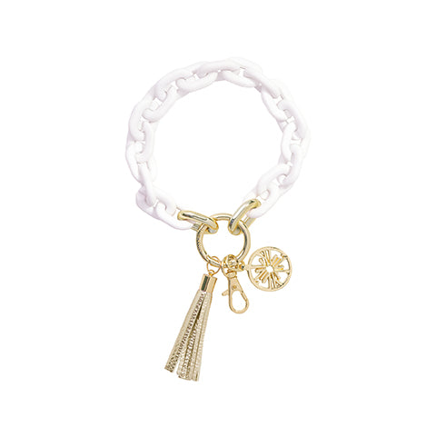 Chain Keychain - White & Gold
