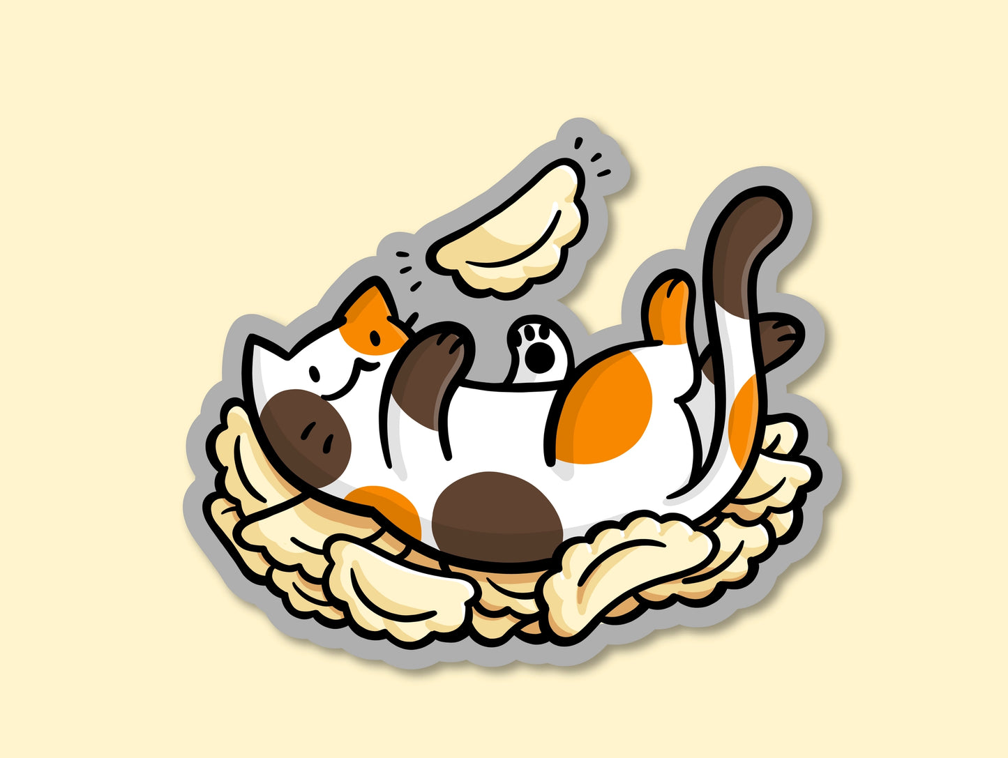 Cat Playing with Pierogis Vinyl Sticker