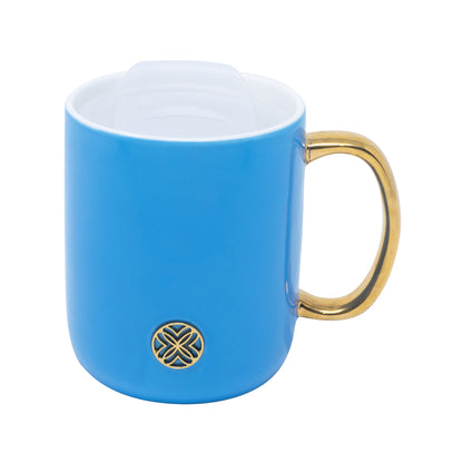 Ceramic Mug with Coaster Lid - Blue Stream