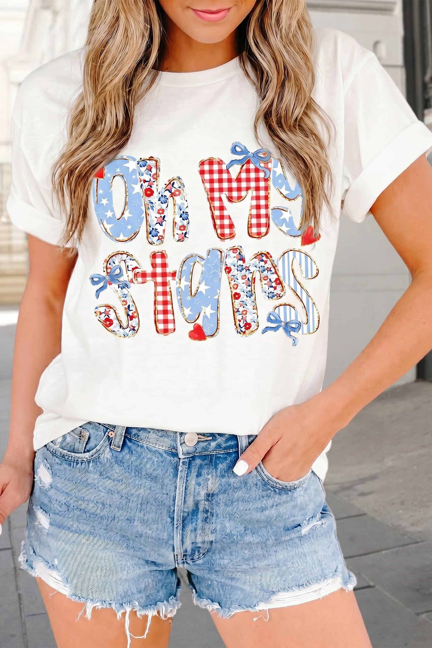 Patriotic Slogan Letter Graphic T-Shirt