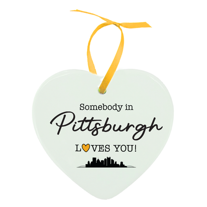 Somebody in Pittsburgh Loves You Heart Ornament