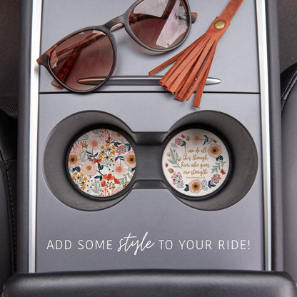 Kalia Lane Floral Bible Verse Car Coaster Set