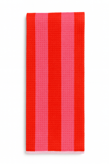 Pink & Red Stripe Microfiber Kitchen Towel