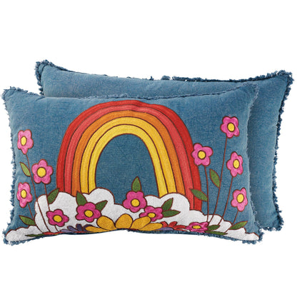 Rainbow & Flowers Pillow