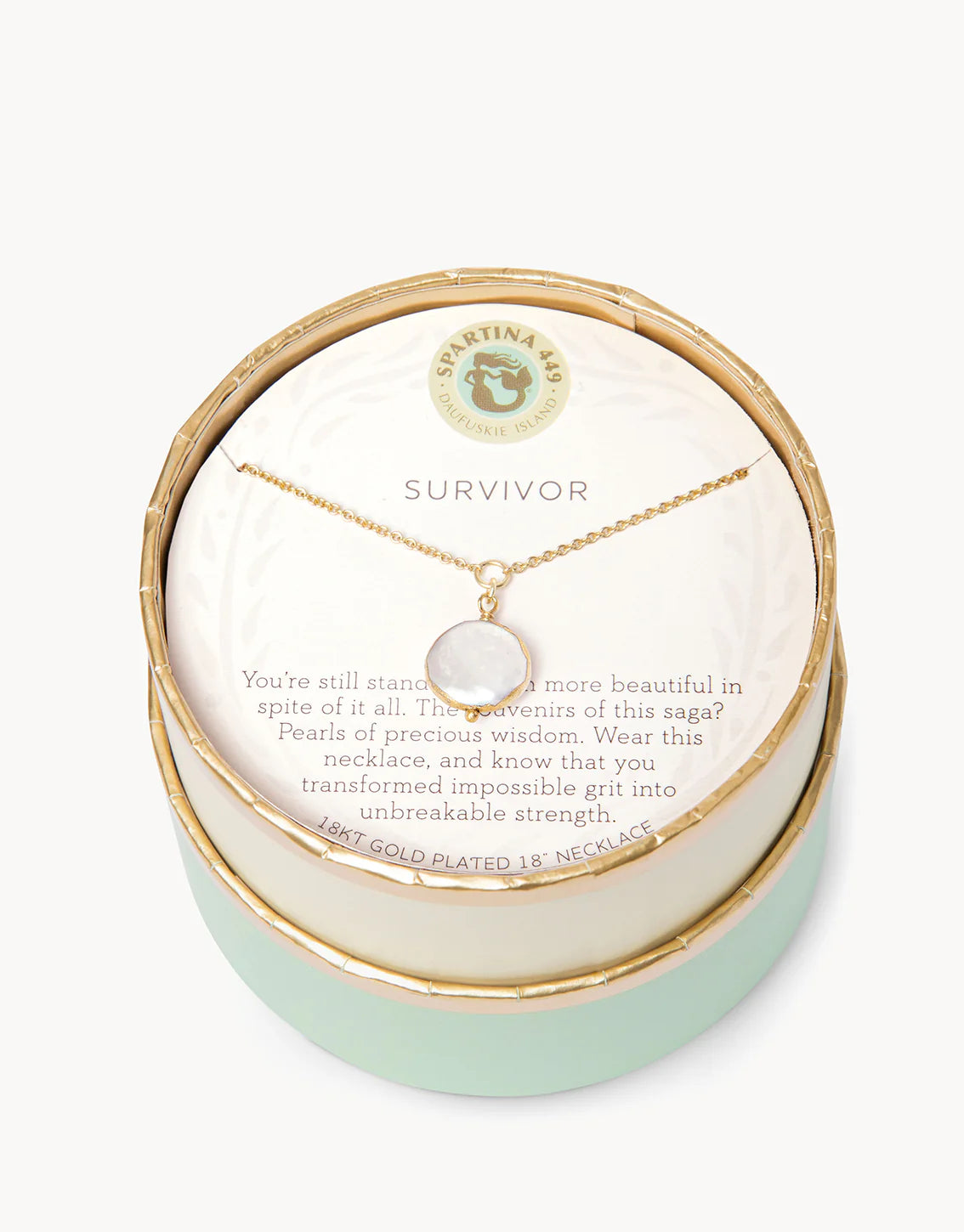 Sea La Vie Survivor Coin Pearl Necklace - Silver