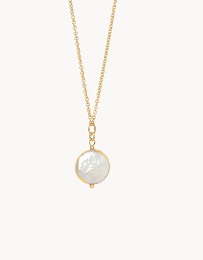 Sea La Vie Survivor Coin Pearl Necklace - Silver
