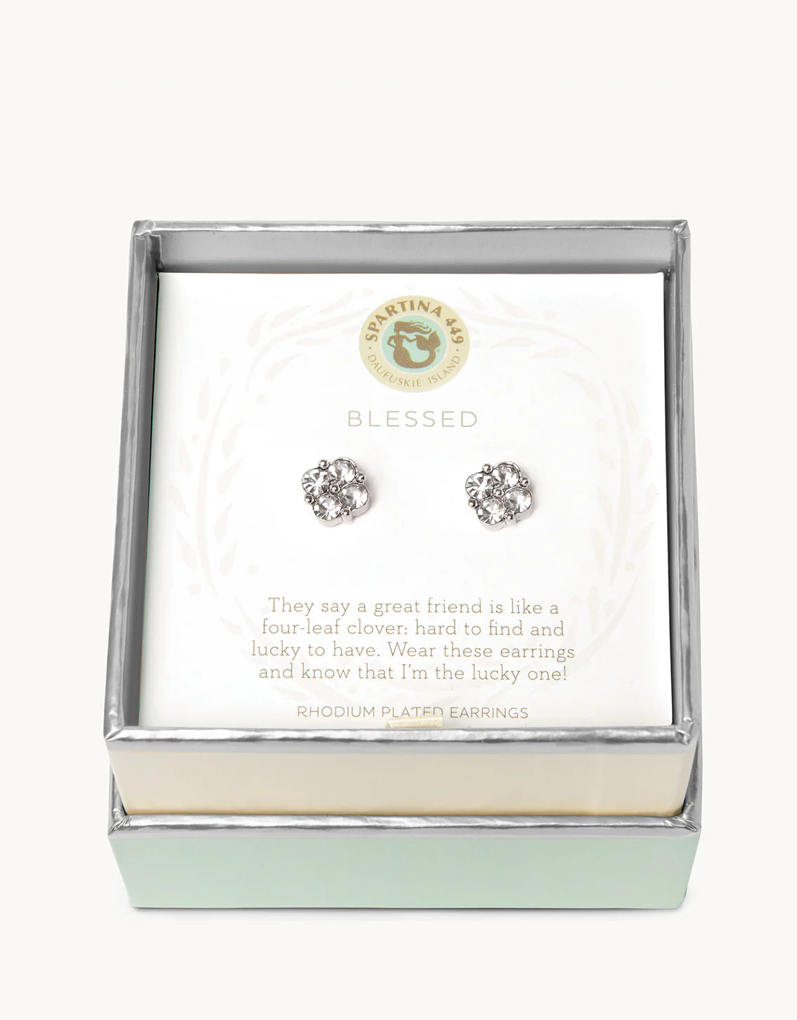 Sea La Vie Stud Earrings Blessed/Crystal Clover - Silver
