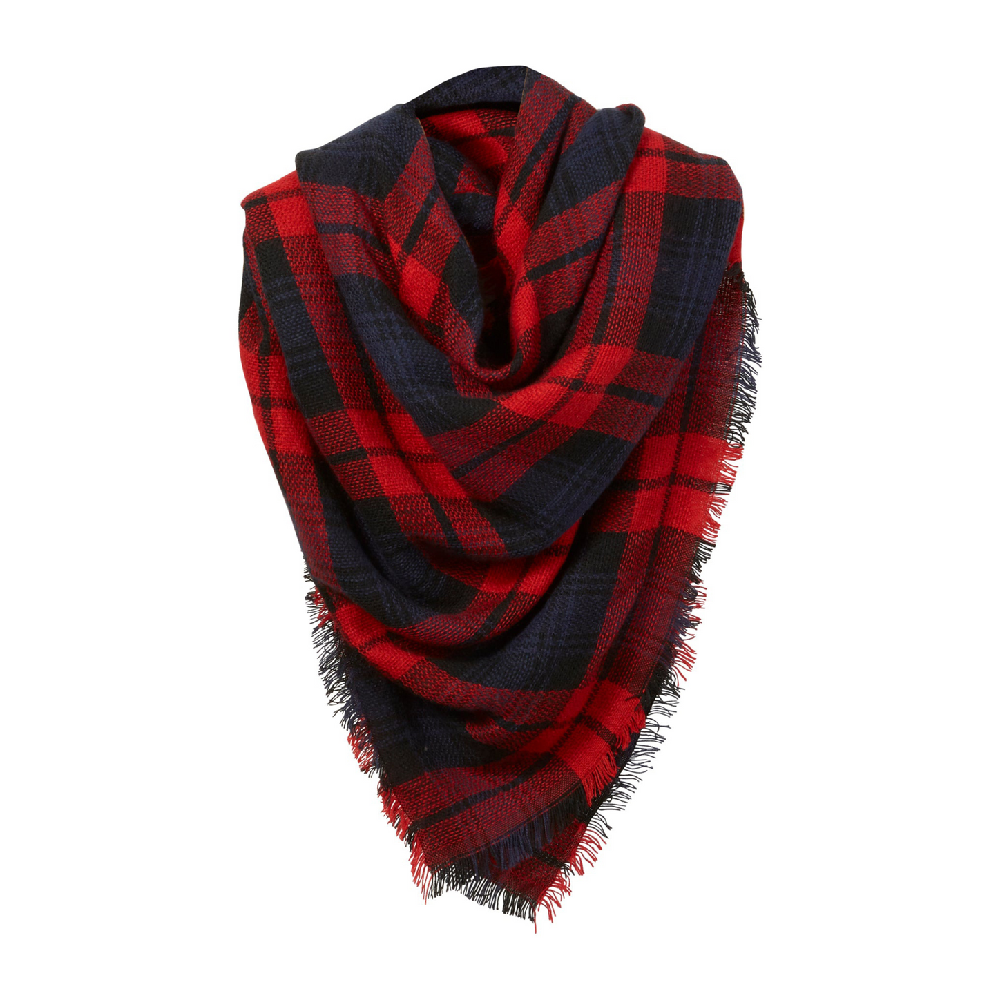 Red & Navy Tartan Scarf