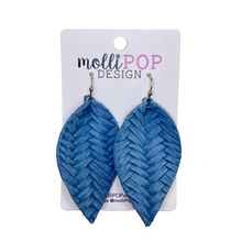 Load image into Gallery viewer, Braided Pinched Petal Leather Earrings