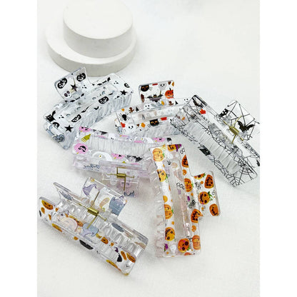 Printed Halloween Square Hair Claw Clip