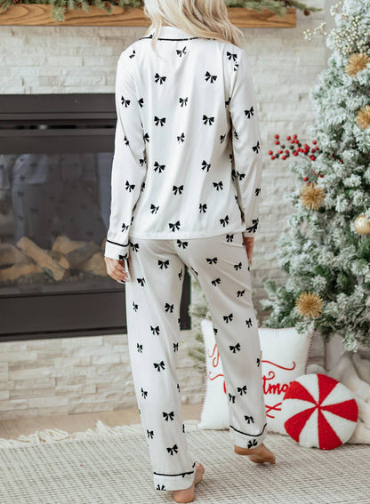 Bow Knot Print Pajama Set