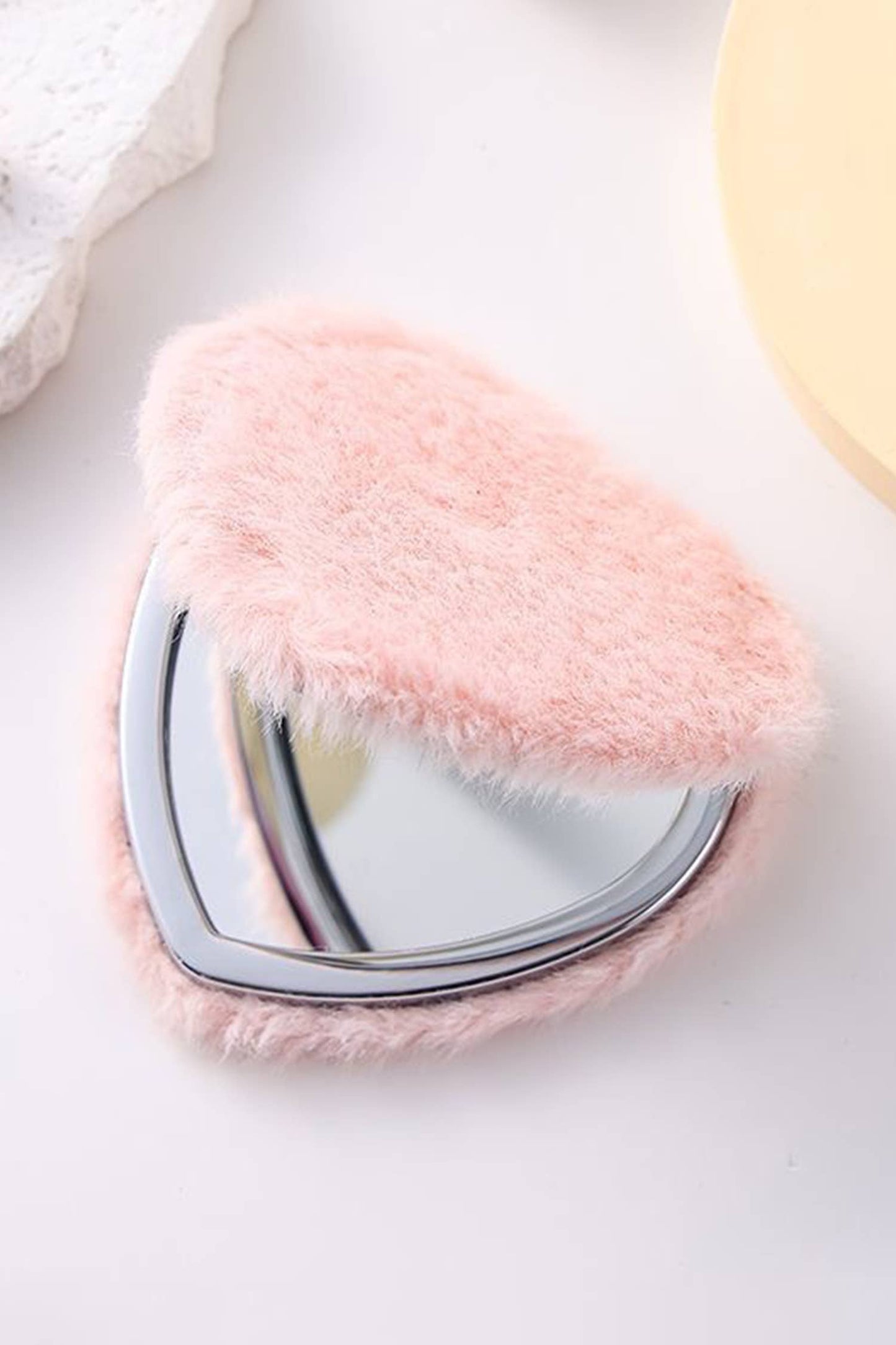 Fluffy Heart Mini Cosmetic Mirror