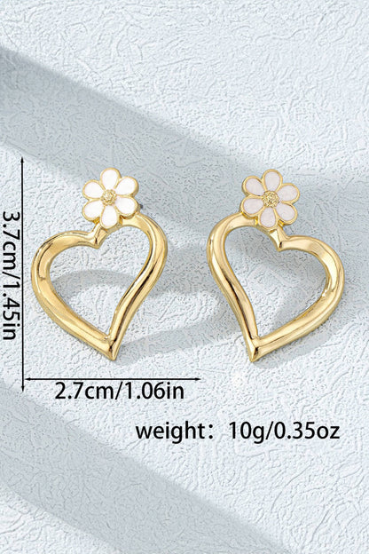 Dainty Hollowed Heart & Flower Stud Earrings