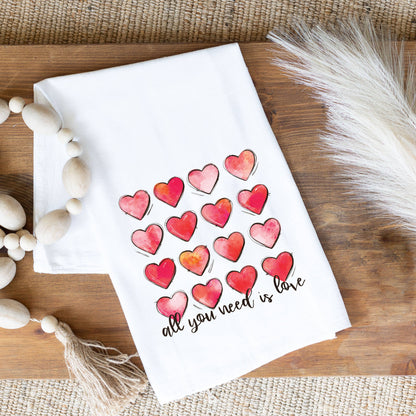 Valentine's Day Heart Tea Towel - All You Need