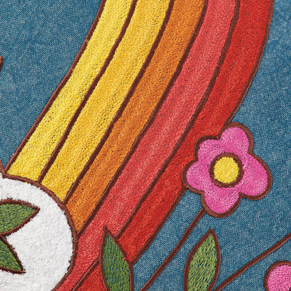 Rainbow & Flowers Pillow