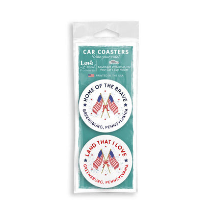 American Flag Car Coaster Set - Greensburg, Pennsylvania