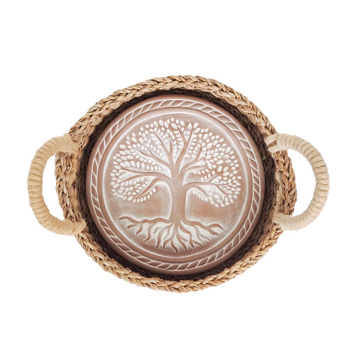 Round Handmade Bread Warmer & Wicker Basket - Tree of Life