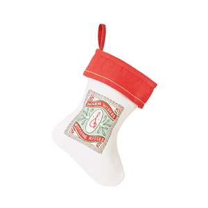 Cotton Stocking Ornament w/ Holiday Saying