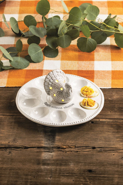Light-Up Dish Sitter - White Turkey