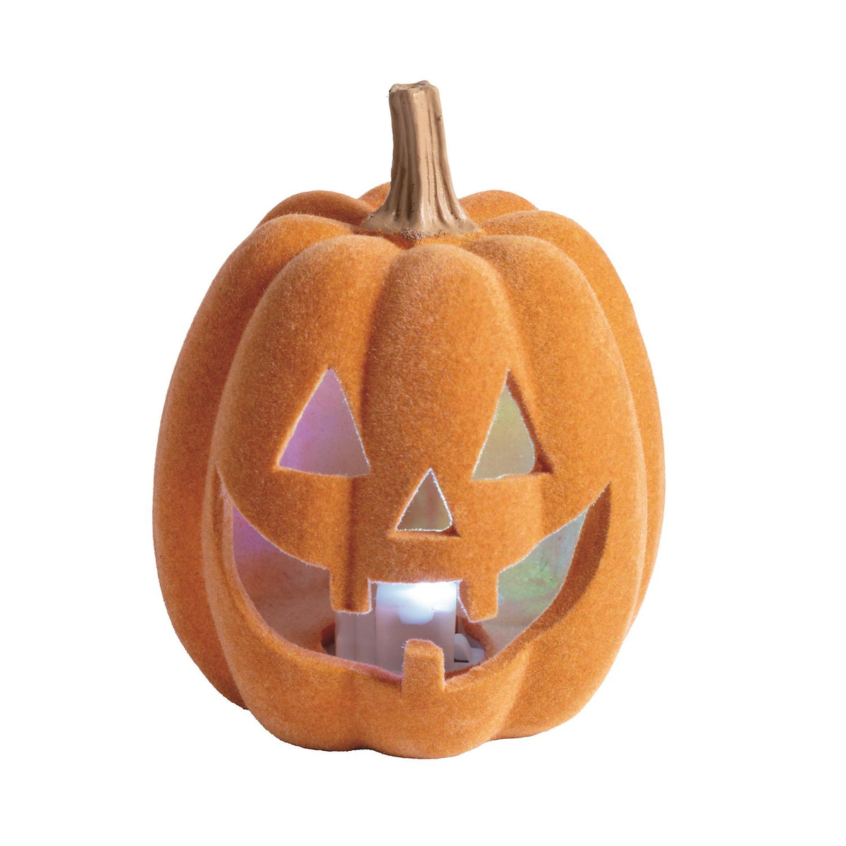 Light-Up Flocked Jack-O-Lantern - Orange
