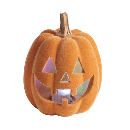 Light-Up Flocked Jack-O-Lantern - Orange
