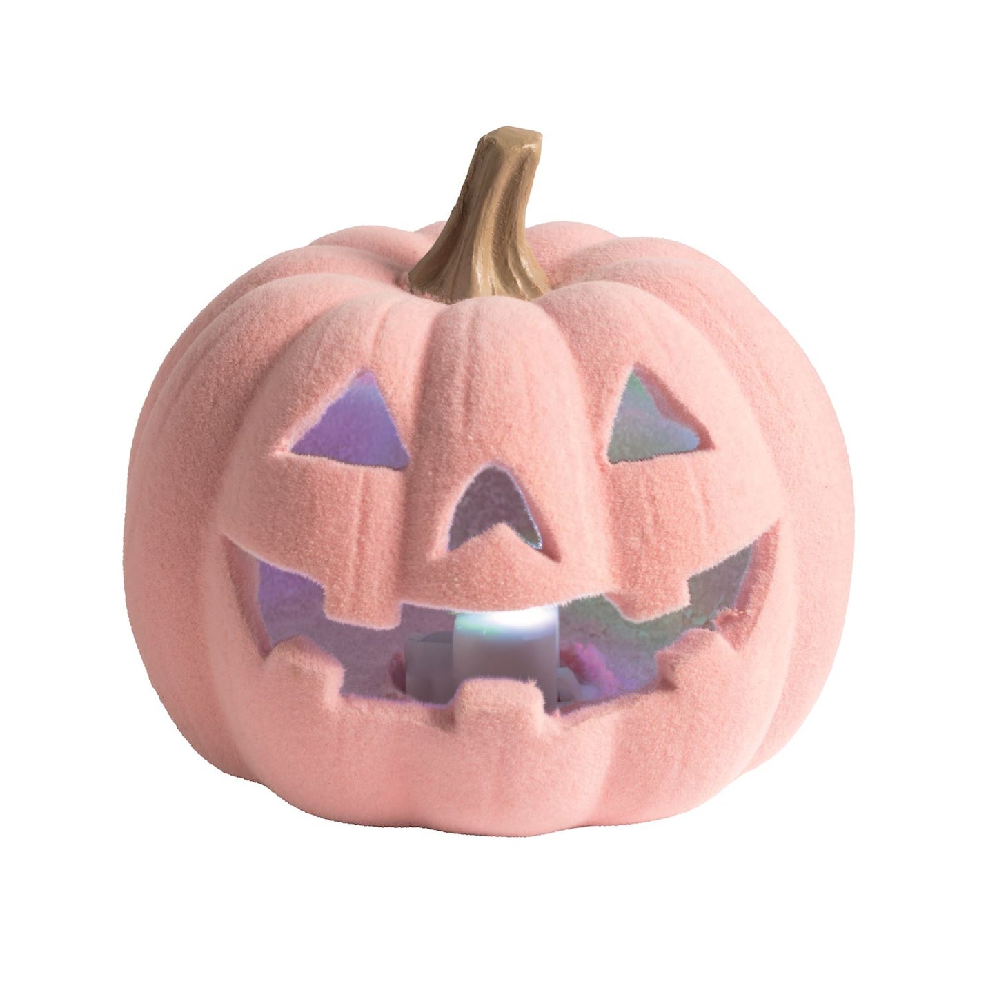 Light-Up Flocked Jack-O-Lantern - Pink