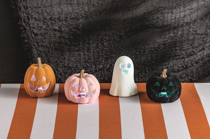 Light-Up Flocked Jack-O-Lantern - Pink