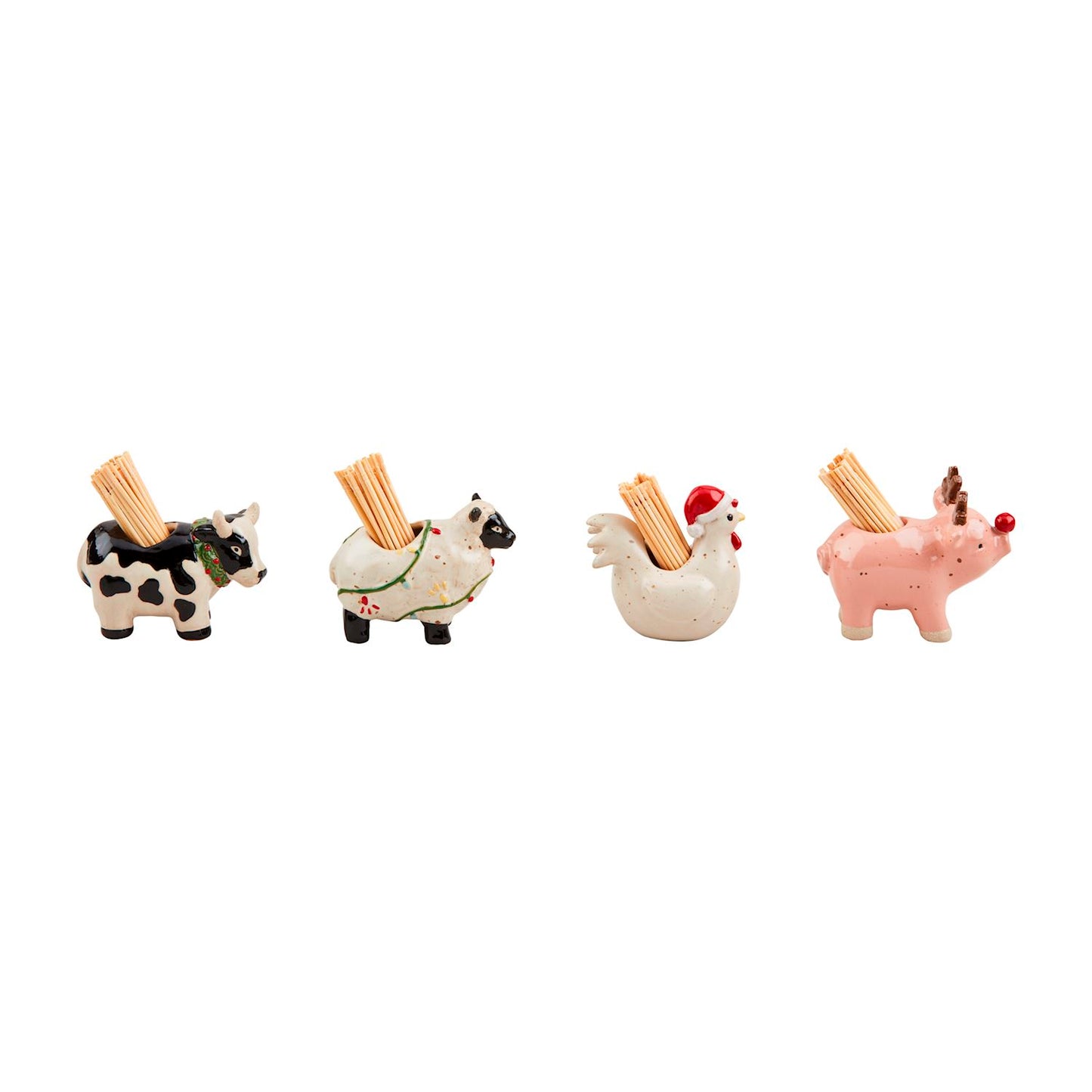 Christmas Farm Animal Toothpick Caddy Set