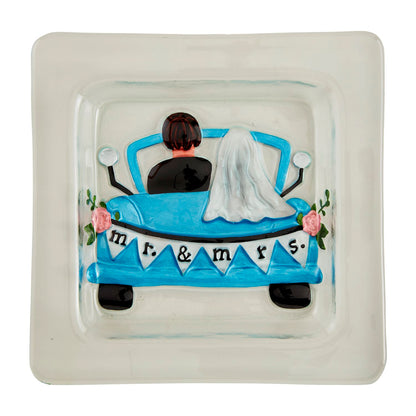 Mr. & Mrs. Getaway Car Glass Platter
