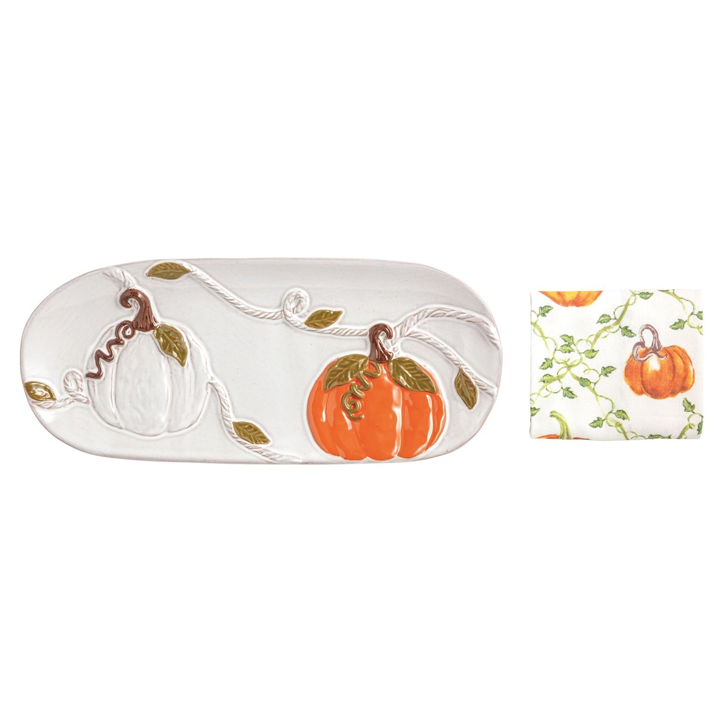 Pumpkin Vine Hostess Tray Set