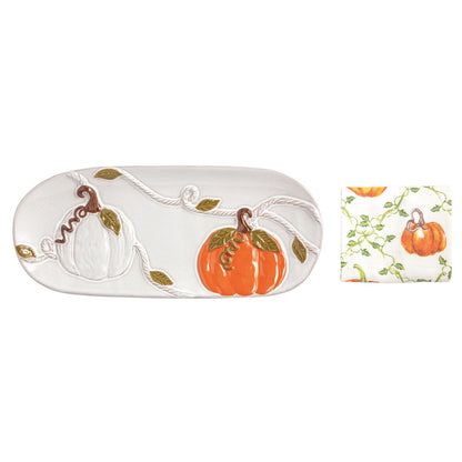 Pumpkin Vine Hostess Tray Set